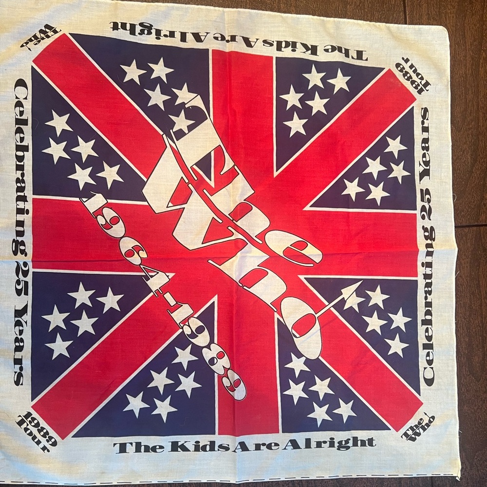 THE WHO 1989 Handkerchief Bandana FlagThe Kids Are All Right 1989 Tour 25 Years